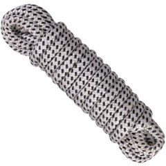 Polyester Braided Mooring Rope With Spliced Eye 16 Plaited 12mm x 6 Metre - White/Black - 01.920.801
